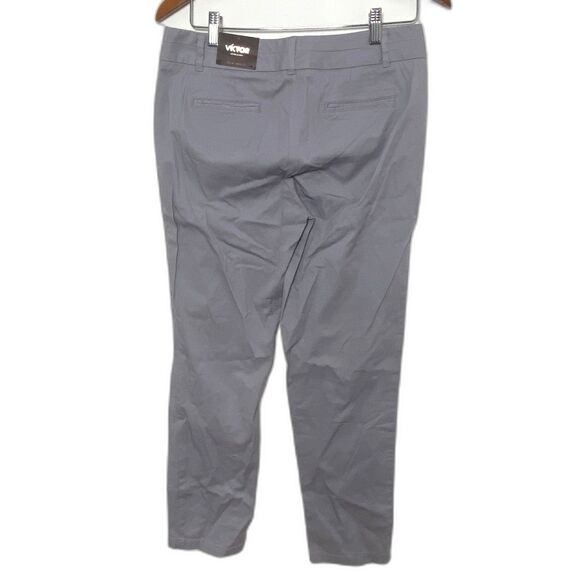 NWT Victor Alfaro Grey Cotton Blend Slim Ankle Pants Lightweight Work Slacks 6 - Picture 2 of 11